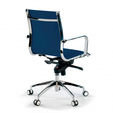 poltrona da ufficio blu struttura cromata ecopelle ecopelle braccioli fissi 5