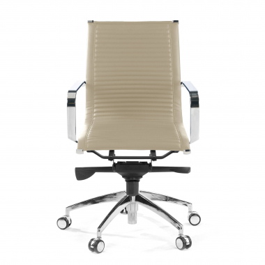 poltrona da ufficio beige struttura cromata ecopelle ecopelle braccioli fissi 3