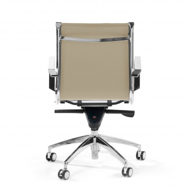 poltrona da ufficio beige struttura cromata ecopelle ecopelle braccioli fissi 7