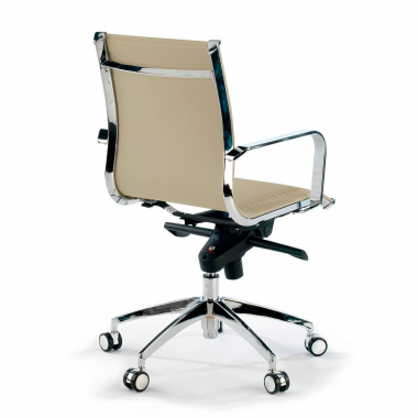 poltrona da ufficio beige struttura cromata ecopelle ecopelle braccioli fissi 6
