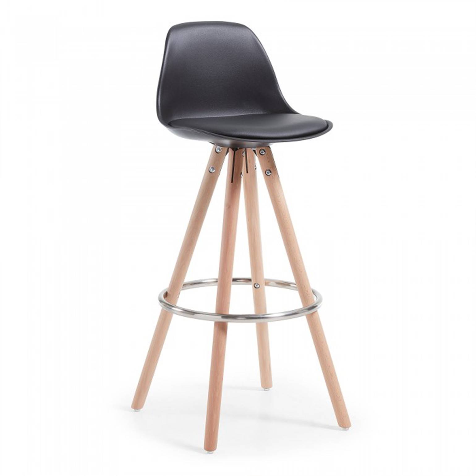 Sgabello alto Norway con gambe in legno, design scandinavo
