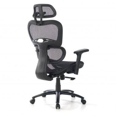 sedia ergonomica nero struttura nera rete transpirante braccioli regolabili 3d doppio supporto lombare poggiatesta 7