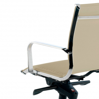 poltrona da ufficio beige struttura cromata ecopelle ecopelle braccioli fissi 5