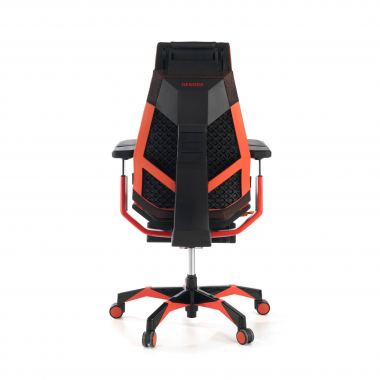 sedia gaming rosso genidia vera pelle braccioli regolabili 5d supporto lombare poggiapiedi estensibile 5