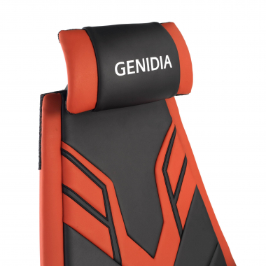 sedia gaming rosso genidia vera pelle braccioli regolabili 5d supporto lombare poggiapiedi estensibile 8