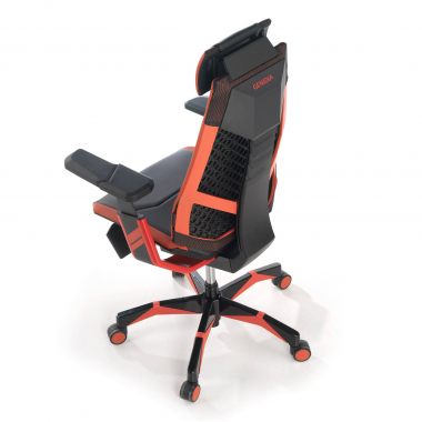 sedia gaming rosso genidia vera pelle braccioli regolabili 5d supporto lombare poggiapiedi estensibile 6