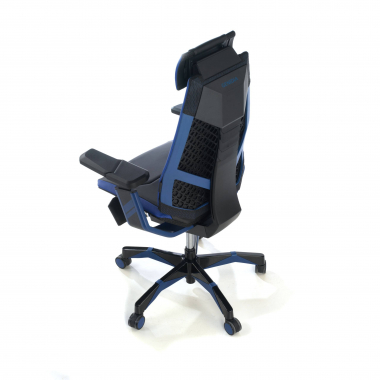 sedia gaming blu genidia vera pelle braccioli regolabili 5d supporto lombare poggiapiedi estensibile 9