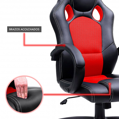sedia gaming rosso racer ecopelle braccioli fissi 7