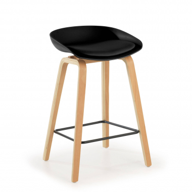 sgabello da cucina nero sgabello gambe in legno ecopelle senza braccioli 1