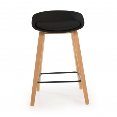 sgabello da cucina nero sgabello gambe in legno ecopelle senza braccioli 3