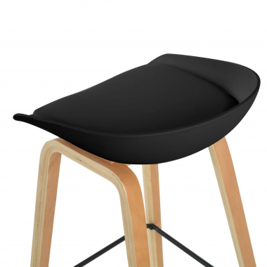 sgabello da cucina nero sgabello gambe in legno ecopelle senza braccioli 4