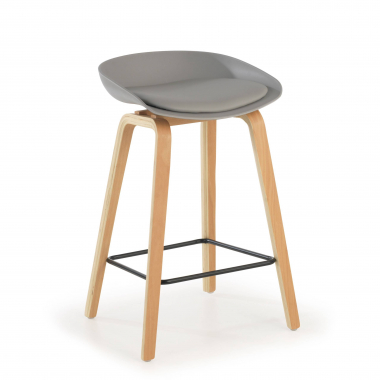 sgabello da cucina grigio sgabello gambe in legno ecopelle senza braccioli 1