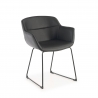 Sedia Riunione Ores, base piramidale, ottime finiture, ecopelle