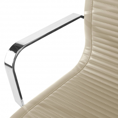 sedia da conferenza beige struttura cromata ecopelle ecopelle braccioli fissi 5