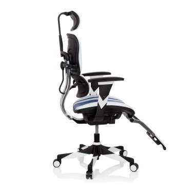 sedia gaming blu ergoplus vera pelle braccioli regolabili 3d supporto lombare poggiapiedi estensibile 7
