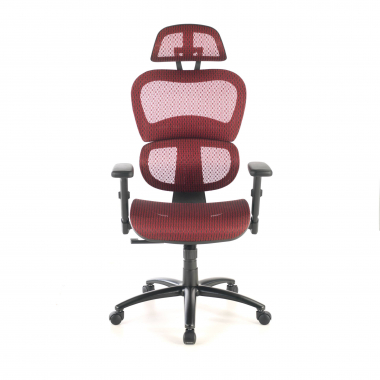 sedia ergonomica rosso struttura nera rete transpirante braccioli regolabili 3d doppio supporto lombare poggiatesta 5