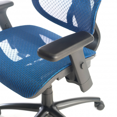 sedia ergonomica blu struttura nera rete transpirante braccioli regolabili 3d doppio supporto lombare poggiatesta 6