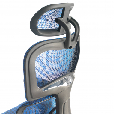 sedia ergonomica blu struttura nera rete transpirante braccioli regolabili 3d doppio supporto lombare poggiatesta 7