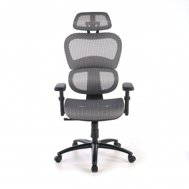 sedia ergonomica grigio struttura nera rete transpirante braccioli regolabili 3d doppio supporto lombare poggiatesta 5