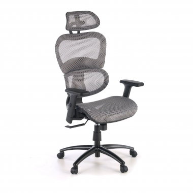 sedia ergonomica grigio struttura nera rete transpirante braccioli regolabili 3d doppio supporto lombare poggiatesta 1