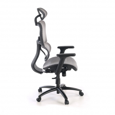 sedia ergonomica grigio struttura nera rete transpirante braccioli regolabili 3d doppio supporto lombare poggiatesta 8
