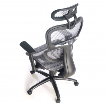 sedia ergonomica grigio struttura nera rete transpirante braccioli regolabili 3d doppio supporto lombare poggiatesta 10