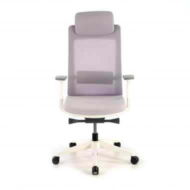 sedia ergonomica bianco grigio struttura bianca tessuto braccioli regolabili 3d 4
