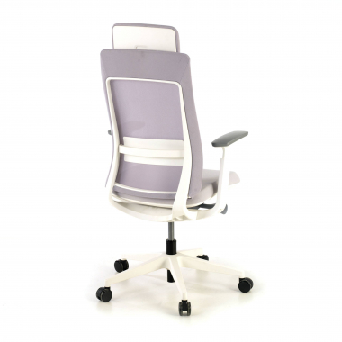 sedia ergonomica bianco grigio struttura bianca tessuto braccioli regolabili 3d 7