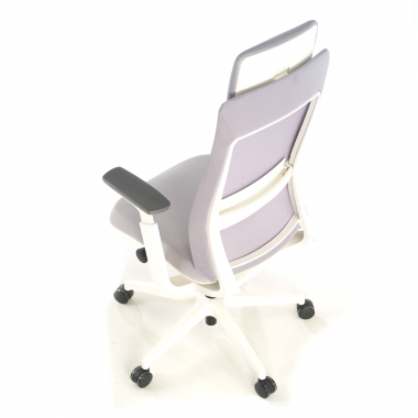 sedia ergonomica bianco grigio struttura bianca tessuto braccioli regolabili 3d 8
