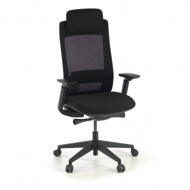 sedia ergonomica nero struttura nera tessuto braccioli regolabili 3d 1