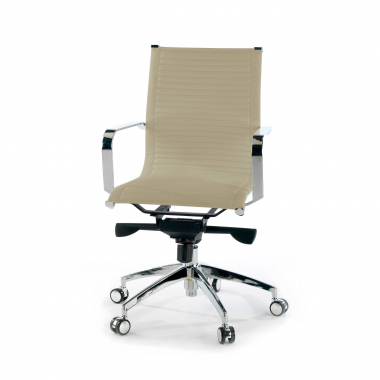 poltrona da ufficio beige struttura cromata ecopelle ecopelle braccioli fissi 8
