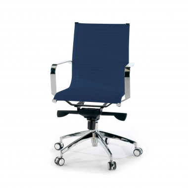 poltrona da ufficio blu struttura cromata ecopelle ecopelle braccioli fissi 7