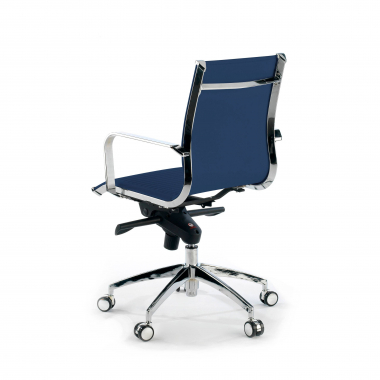 poltrona da ufficio blu struttura cromata ecopelle ecopelle braccioli fissi 8