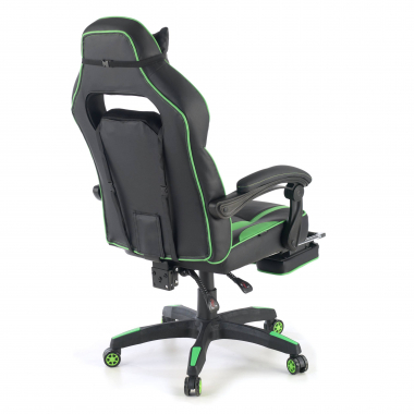 sedia gaming verde logan ecopelle braccioli mobili cuscino lombare e cervicale poggiatesta poggiapiedi estensibile 8