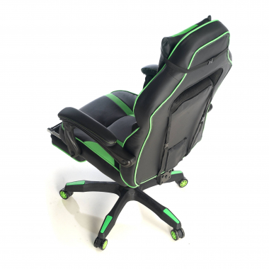 sedia gaming verde logan ecopelle braccioli mobili cuscino lombare e cervicale poggiatesta poggiapiedi estensibile 7