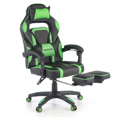 sedia gaming verde logan ecopelle braccioli mobili cuscino lombare e cervicale poggiatesta poggiapiedi estensibile 5