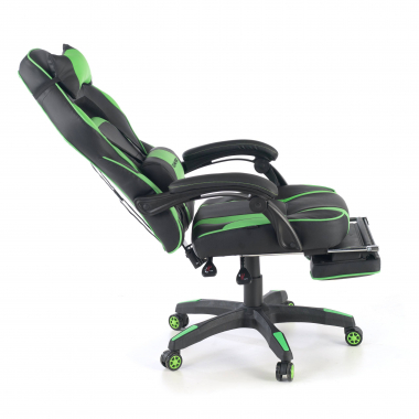 sedia gaming verde logan ecopelle braccioli mobili cuscino lombare e cervicale poggiatesta poggiapiedi estensibile 6