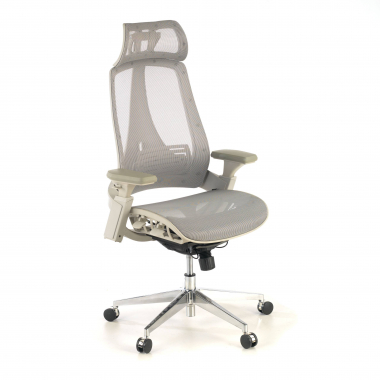 sedia ergonomica bianco grigio thunder rete transpirante braccioli regolabili 3d supporto lombare poggiatesta 1
