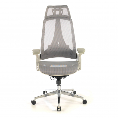 sedia ergonomica bianco grigio thunder rete transpirante braccioli regolabili 3d supporto lombare poggiatesta 5