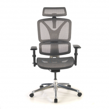sedia ergonomica grigio focus rete transpirante braccioli regolabili 3d supporto lombare 5