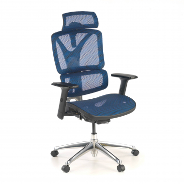 sedia ergonomica blu focus rete transpirante braccioli regolabili 3d supporto lombare 1