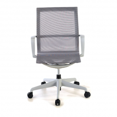 sedia ufficio di design bianco grigio struttura nera rete transpirante braccioli fissi 3