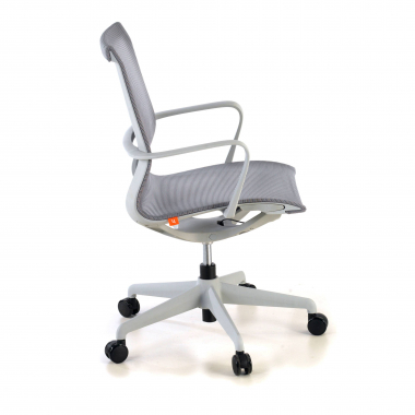 sedia ufficio di design bianco grigio struttura nera rete transpirante braccioli fissi 7