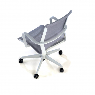 sedia ufficio di design bianco grigio struttura nera rete transpirante braccioli fissi 6