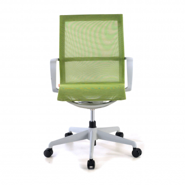 sedia ufficio di design bianco verde struttura nera rete transpirante braccioli fissi 3