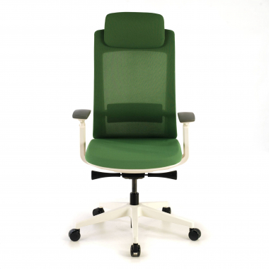 sedia ergonomica bianco verde struttura bianca tessuto braccioli regolabili 3d 4