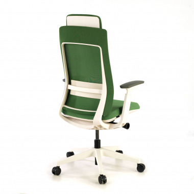 sedia ergonomica bianco verde struttura bianca tessuto braccioli regolabili 3d 8