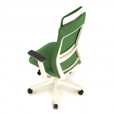 sedia ergonomica bianco verde struttura bianca tessuto braccioli regolabili 3d 10
