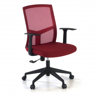 sedia girevole rosso sedia da ufficio rete transpirante braccioli fissi supporto lombare 1