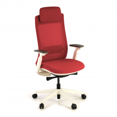 sedia ergonomica bianco rosso struttura bianca tessuto braccioli regolabili 3d 1